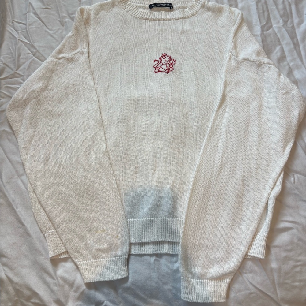 Brandy Melville Cream Sweater with Red Devil Detail